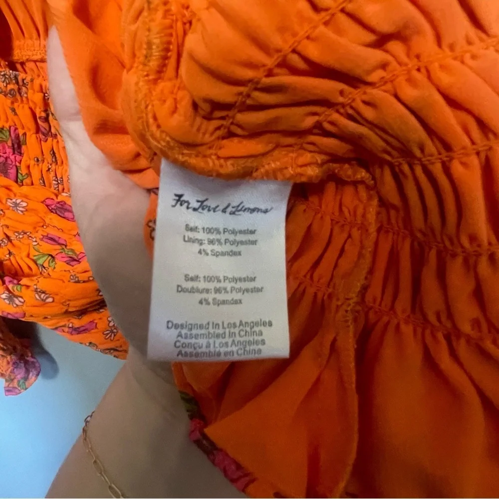 For Love and Lemons Peony Orange Ribbed Mini Dress Small Long Sleeve - Picture 10 of 10